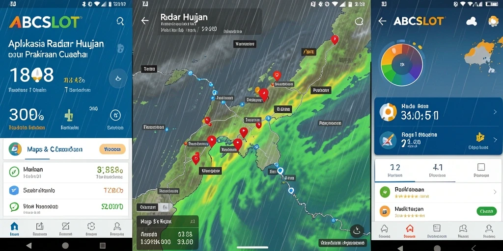 Antarmuka aplikasi ABCSLOT menampilkan peta radar hujan yang interaktif.
