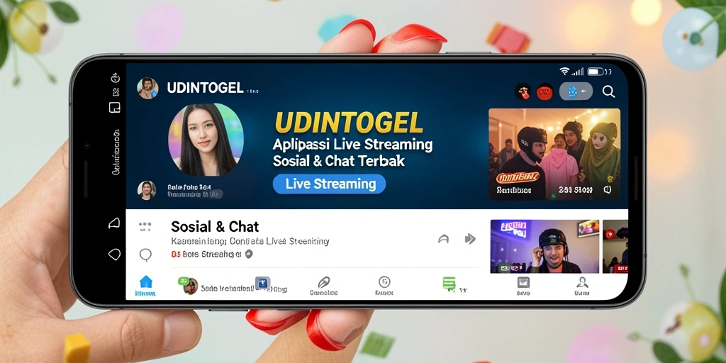 Antarmuka aplikasi Live Streaming UDINTOGEL yang menarik dan interaktif.