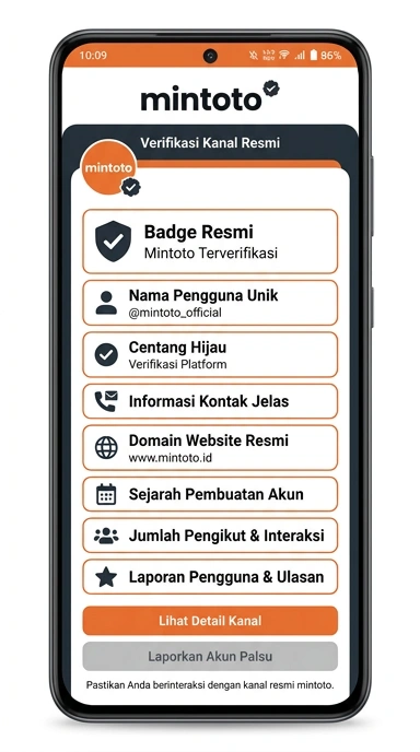 Tampilan kanal resmi mintoto